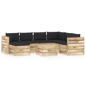 Garden furniture 8 pieces with green impregnated wood cushions by vidaXL, Garden sets - Ref: Foro24-3074778, Price: 816,99 €,...