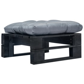 Garden pallet ottoman with black wood gray cushion by vidaXL, Outdoor ottomans - Ref: Foro24-277408, Price: 58,78 €, Discount: %