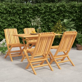 5-teiliges Garten-Esszimmerset aus massivem Teakholz von vidaXL, Gartensets - Ref: Foro24-3155003, Preis: 466,66 €, Rabatt: %