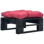 Garden pallet ottoman with red cushion black wood by vidaXL, Outdoor ottomans - Ref: Foro24-277409, Price: 60,66 €, Discount: %