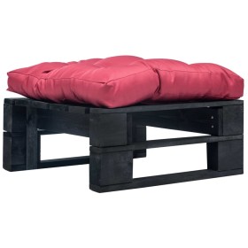 Otomana de palets de jardín con cojín rojo madera negra de vidaXL, Otomanas de exterior - Ref: Foro24-277409, Precio: 60,99 €...