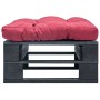 Garden pallet ottoman with red cushion black wood by vidaXL, Outdoor ottomans - Ref: Foro24-277409, Price: 60,66 €, Discount: %