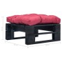 Garden pallet ottoman with red cushion black wood by vidaXL, Outdoor ottomans - Ref: Foro24-277409, Price: 60,66 €, Discount: %