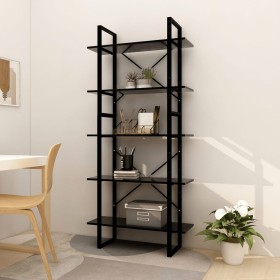 5-stufiges Regal aus schwarzem Holzwerkstoff, 80 x 30 x 175 cm von vidaXL, Bücherregale und Regale - Ref: Foro24-3081989, Pre...