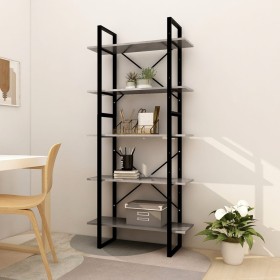 5-stöckiges Regal aus Holzwerkstoff, grauer Beton, 80 x 30 x 175 cm von vidaXL, Bücherregale und Regale - Ref: Foro24-3081992...