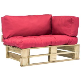 Pallet garden sofa with red pine wood cushions by vidaXL, Outdoor sofas - Ref: Foro24-275292, Price: 114,99 €, Discount: %