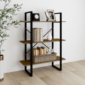 3-tier solid brown pine wood shelf 80x30x105 cm by vidaXL, Bookcases and shelves - Ref: Foro24-806535, Price: 66,32 €, Discou...