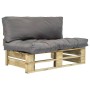 Paletten-Gartensofa mit grauen Kiefernholzkissen von vidaXL, Outdoor-Sofas - Ref: Foro24-275285, Preis: 124,99 €, Rabatt: %