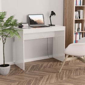 Escritorio de madera contrachapada blanco brillo 90x40x72 cm de vidaXL, Escritorios - Ref: Foro24-800384, Precio: 45,42 €, De...