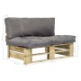 Paletten-Gartensofa mit grauen Kiefernholzkissen von vidaXL, Outdoor-Sofas - Ref: Foro24-275285, Preis: 124,99 €, Rabatt: %