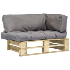 Paletten-Gartensofa mit grauen Kiefernholzkissen von vidaXL, Outdoor-Sofas - Ref: Foro24-275291, Preis: 154,99 €, Rabatt: %