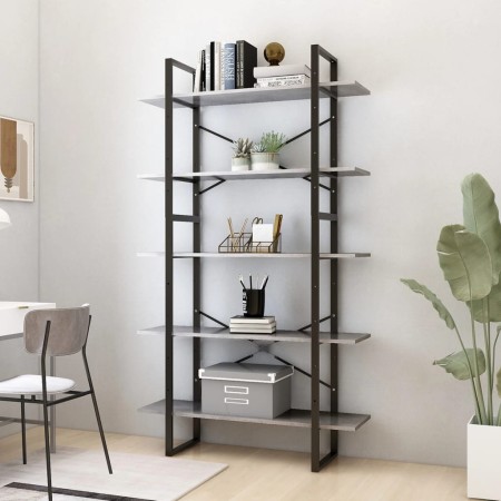 5-story engineered wood shelving unit gray concrete 100x30x175cm by vidaXL, Bookcases and shelves - Ref: Foro24-3082002, Pric...