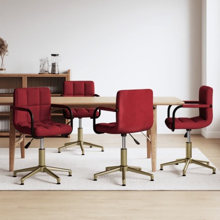 4pcs Red Wine Red Velvet Swivel Dining Chairs by vidaXL, dining chairs - Ref: Foro24-3088237, Price: 222,46 €, Discount: %