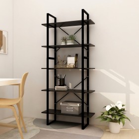 5-tier black pine wood shelf 80x30x175 cm by vidaXL, Bookcases and shelves - Ref: Foro24-3081997, Price: 111,99 €, Discount: %