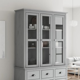 Armario con puertas de vidrio BODO madera maciza pino gris de vidaXL, Aparadores - Ref: Foro24-355079, Precio: 247,99 €, Desc...