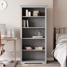 BODO bookcase with 5 shelves solid gray pine wood 80x38x180 cm by vidaXL, Bookcases and shelves - Ref: Foro24-355082, Price: ...