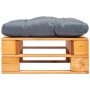 Garden pallet ottoman with honey brown wood gray cushion by vidaXL, Outdoor ottomans - Ref: Foro24-277441, Price: 56,87 €, Di...