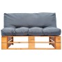 Garden sofa made of pallets with gray cushions and pine wood. by vidaXL, Outdoor sofas - Ref: Foro24-277444, Price: 117,52 €,...