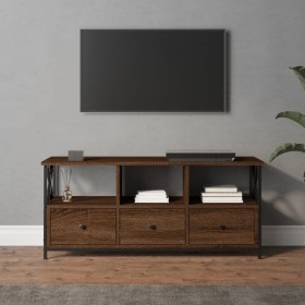 Mueble TV hierro madera contrachapada roble marrón 102x33x45 cm de vidaXL, Muebles TV - Ref: Foro24-831792, Precio: 80,99 €, ...