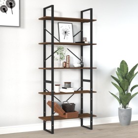 5-tier oak brown plywood shelf 80x30x175 cm by vidaXL, Bookcases and shelves - Ref: Foro24-3114018, Price: 97,86 €, Discount: %