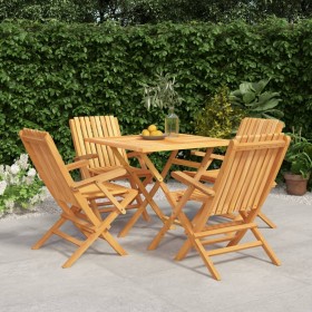 5-teiliges Garten-Essset aus massivem Teakholz von vidaXL, Gartensets - Ref: Foro24-3155037, Preis: 388,34 €, Rabatt: %