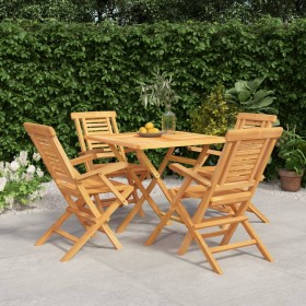 5-teiliges Garten-Essset aus massivem Teakholz von vidaXL, Gartensets - Ref: Foro24-3155035, Preis: 432,88 €, Rabatt: %