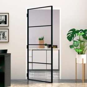 Interior door made of tempered glass and black aluminum, measuring 93x201.5 cm. by vidaXL, Doors for the home - Ref: Foro24-1...