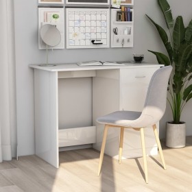 Glossy white plywood desk 100x50x76 cm by vidaXL, Desks - Ref: Foro24-801086, Price: 98,28 €, Discount: %