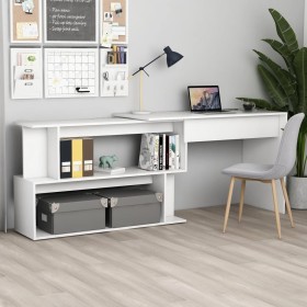 Escritorio de esquina madera contrachapada blanco 200x50x76 cm de vidaXL, Escritorios - Ref: Foro24-801098, Precio: 98,95 €, ...