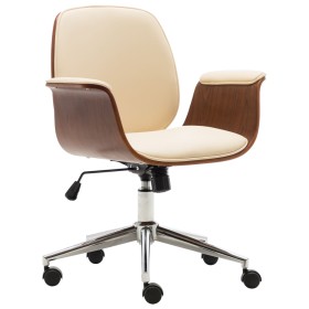 Bentwood and Cream Faux Leather Office Chair by vidaXL, Office chairs - Ref: Foro24-283127, Price: 198,40 €, Discount: %