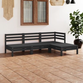 4-piece solid pine wood garden furniture set in black color. by vidaXL, Garden sets - Ref: Foro24-3082631, Price: 203,75 €, D...