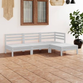 Gartenmöbel-Set 4-teilig aus massivem weißem Kiefernholz von vidaXL, Gartensets - Ref: Foro24-3082628, Preis: 204,49 €, Rabat...