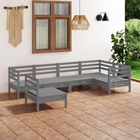 6-teiliges Gartenmöbel-Set Kiefernholz massiv grau von vidaXL, Gartensets - Ref: Foro24-3082729, Preis: 308,77 €, Rabatt: %