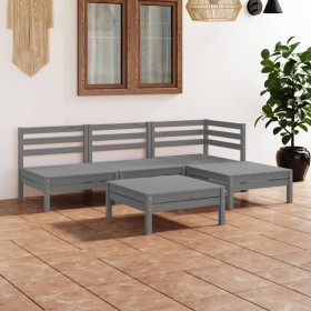 Gartenmöbel-Set 5-teilig aus massivem grauem Kiefernholz von vidaXL, Gartensets - Ref: Foro24-3082634, Preis: 242,99 €, Rabat...