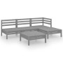 Garden furniture set 5 pieces solid gray pine wood by vidaXL, Garden sets - Ref: Foro24-3082634, Price: 240,45 €, Discount: %