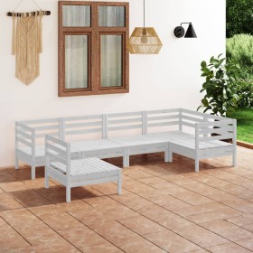 Gartenmöbel-Set 6-teilig aus massivem weißem Kiefernholz von vidaXL, Gartensets - Ref: Foro24-3082728, Preis: 289,99 €, Rabat...