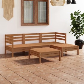 Juego muebles de jardín 5 pzas madera maciza pino marrón miel de vidaXL, Conjuntos de jardín - Ref: Foro24-3082675, Precio: 2...