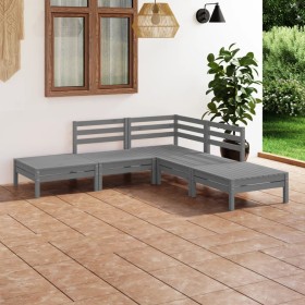 Juego de muebles de jardín 5 piezas madera maciza de pino gris de vidaXL, Conjuntos de jardín - Ref: Foro24-3082639, Precio: ...