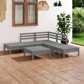 6-teiliges Gartenmöbel-Set Kiefernholz massiv grau von vidaXL, Gartensets - Ref: Foro24-3082644, Preis: 288,99 €, Rabatt: %