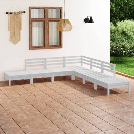 Gartenmöbel-Set 7-teilig aus massivem weißem Kiefernholz von vidaXL, Gartensets - Ref: Foro24-3082648, Preis: 299,64 €, Rabat...