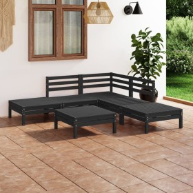 6-teiliges Gartenmöbel-Set aus massivem Kiefernholz schwarz von vidaXL, Gartensets - Ref: Foro24-3082646, Preis: 289,99 €, Ra...