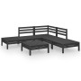 6-teiliges Gartenmöbel-Set aus massivem Kiefernholz schwarz von vidaXL, Gartensets - Ref: Foro24-3082646, Preis: 289,99 €, Ra...