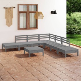 Gartenmöbel-Set 8-teilig aus massivem grauem Kiefernholz von vidaXL, Gartensets - Ref: Foro24-3082654, Preis: 388,99 €, Rabat...