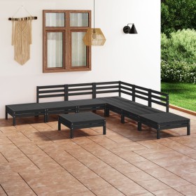 Garden furniture set 8 pieces solid black pine wood by vidaXL, Garden sets - Ref: Foro24-3082656, Price: 387,85 €, Discount: %