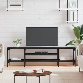 Mueble de TV hierro y madera contrachapada negro 161x35x45 cm de vidaXL, Muebles TV - Ref: Foro24-831808, Precio: 68,59 €, De...