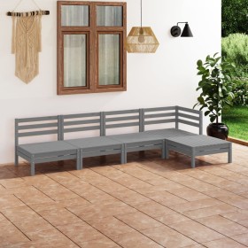 Juego de muebles de jardín 5 piezas madera maciza de pino gris de vidaXL, Conjuntos de jardín - Ref: Foro24-3082659, Precio: ...