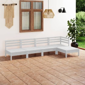 Gartenmöbel-Set 5-teilig aus massivem weißem Kiefernholz von vidaXL, Gartensets - Ref: Foro24-3082658, Preis: 250,99 €, Rabat...