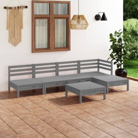 Juego de muebles de jardín 6 piezas madera maciza de pino gris de vidaXL, Conjuntos de jardín - Ref: Foro24-3082664, Precio: ...