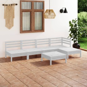 Gartenmöbel-Set 6-teilig aus massivem weißem Kiefernholz von vidaXL, Gartensets - Ref: Foro24-3082663, Preis: 249,99 €, Rabat...