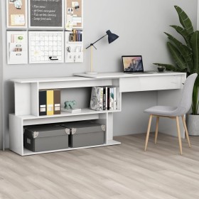 Glossy white plywood corner desk 200x50x76 cm by vidaXL, Desks - Ref: Foro24-801104, Price: 129,75 €, Discount: %